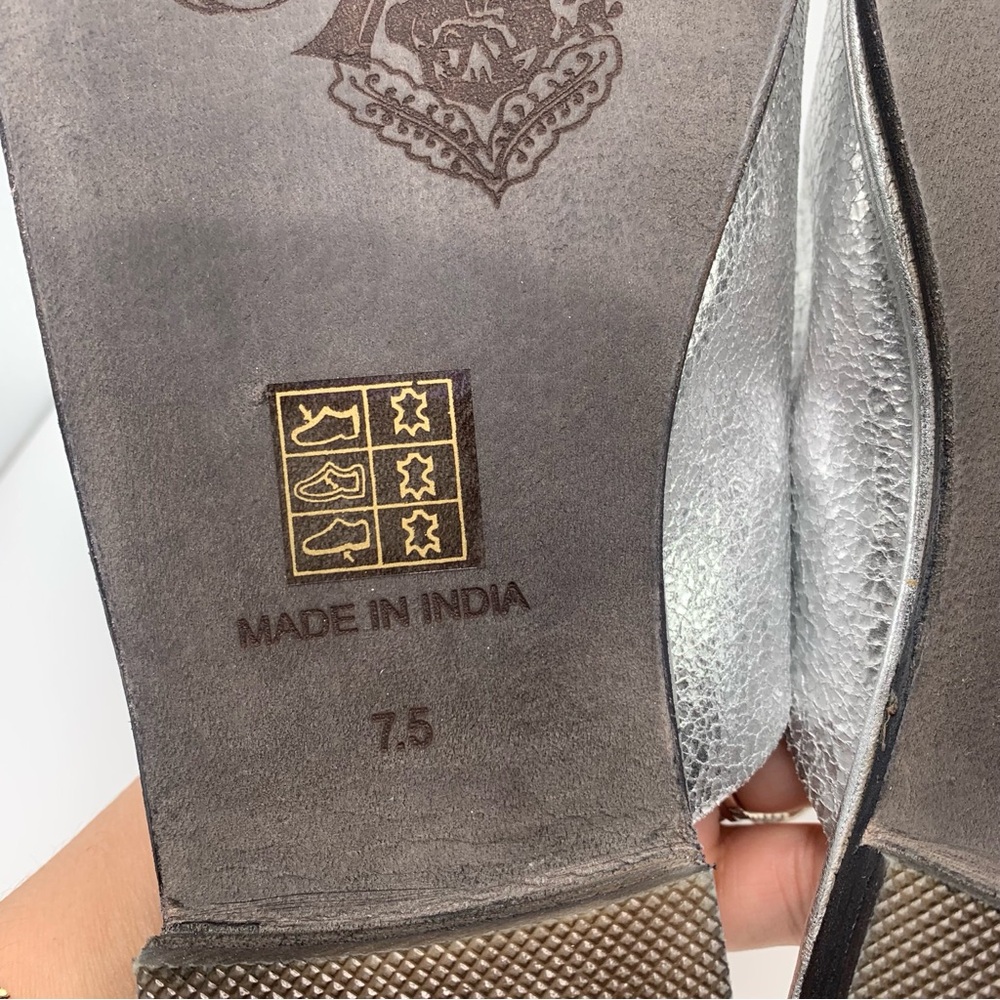 NIB Free People Mila Minimal Flat Sandal Women's size 7.5 silver metallic 1407 - Picture 10 of 10